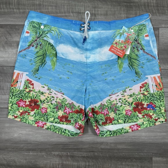 Tommy Bahama Men's Rialto Coastal Comforts 6-Inch Swim Trunks‎ Blue Size XXL NEW - Picture 1 of 9